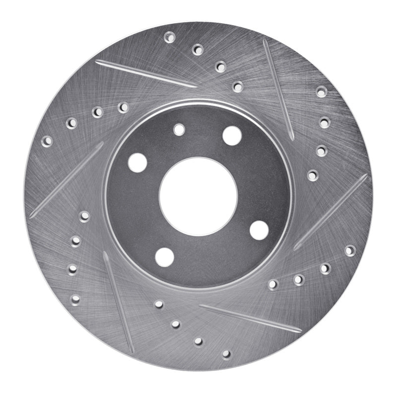 R1 1990-2003 Ford Escort Front Right Drilled & Slotted Silver Brake Rotor-Brake Rotors - Slot & Drilled-Grocery Getter Performance