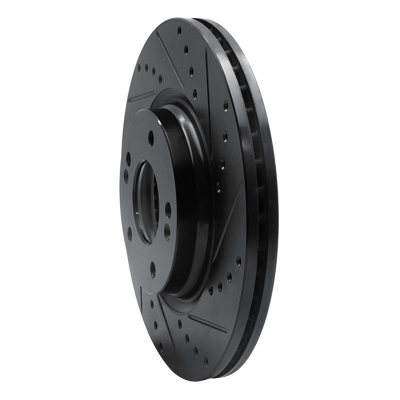 R1 20-25 Hyundai Kona Front Right Drilled & Slotted Black Brake Rotor-Brake Rotors - Slot & Drilled-Grocery Getter Performance