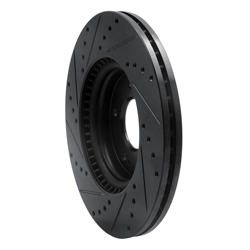 R1 20-25 Hyundai Kona Front Right Drilled & Slotted Black Brake Rotor-Brake Rotors - Slot & Drilled-Grocery Getter Performance
