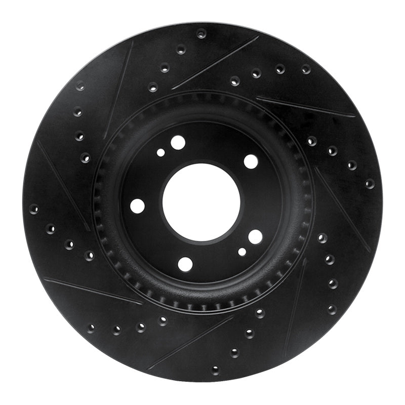 R1 20-25 Hyundai Kona Front Right Drilled & Slotted Black Brake Rotor-Brake Rotors - Slot & Drilled-Grocery Getter Performance
