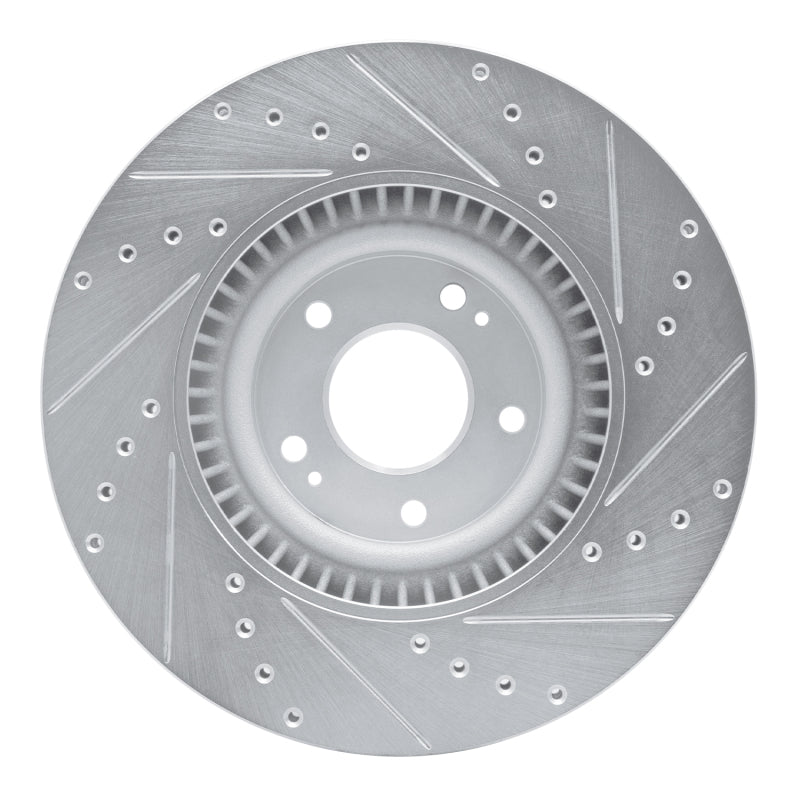 R1 20-25 Hyundai Palisade Front Left Drilled & Slotted Silver Brake Rotor-Brake Rotors - Slot & Drilled-Grocery Getter Performance