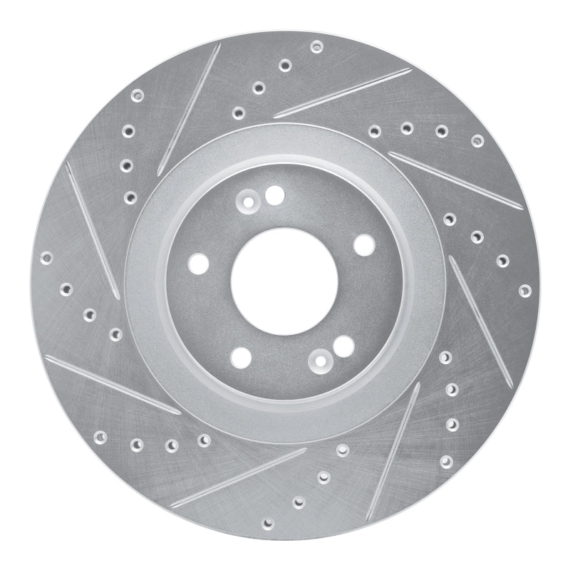 R1 20-25 Hyundai Palisade Front Left Drilled & Slotted Silver Brake Rotor-Brake Rotors - Slot & Drilled-Grocery Getter Performance