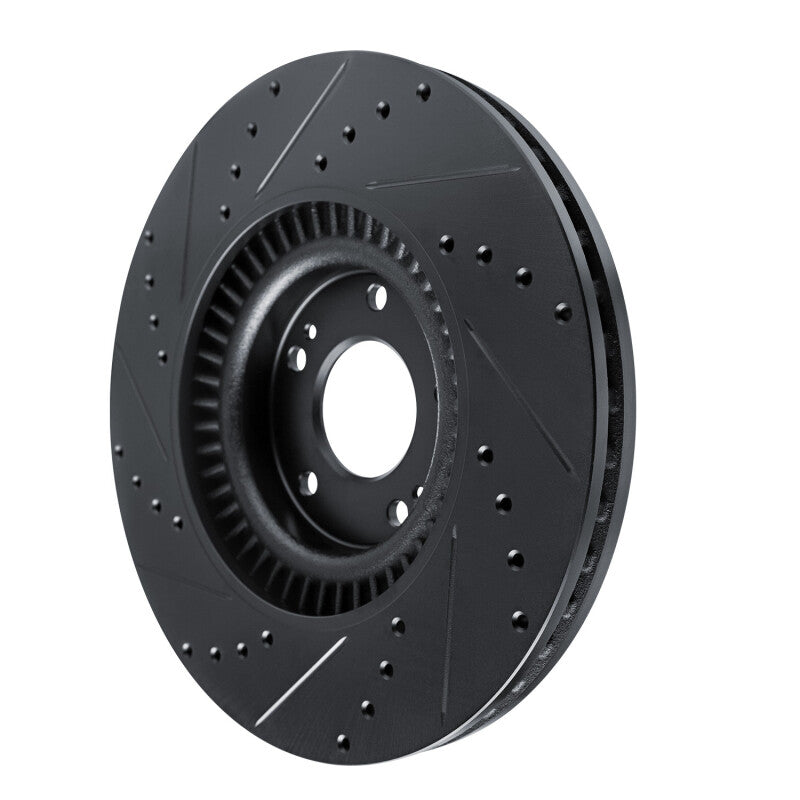 R1 20-25 Hyundai Palisade Front Right Drilled & Slotted Black Brake Rotor-Brake Rotors - Slot & Drilled-Grocery Getter Performance