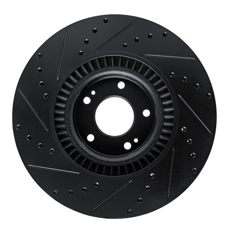 R1 20-25 Hyundai Palisade Front Right Drilled & Slotted Black Brake Rotor-Brake Rotors - Slot & Drilled-Grocery Getter Performance