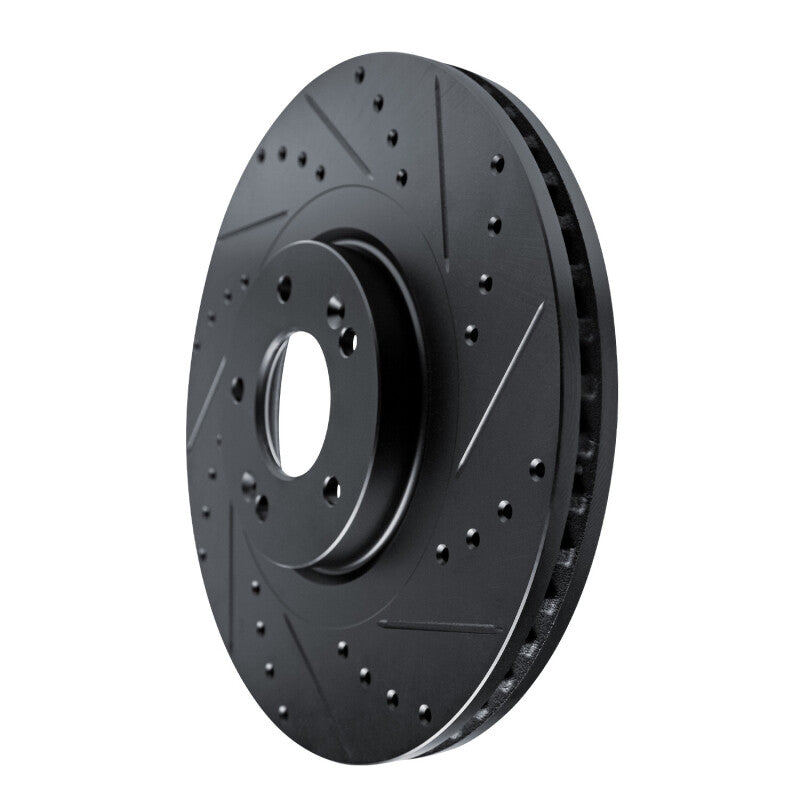 R1 20-25 Hyundai Palisade Front Right Drilled & Slotted Black Brake Rotor-Brake Rotors - Slot & Drilled-Grocery Getter Performance