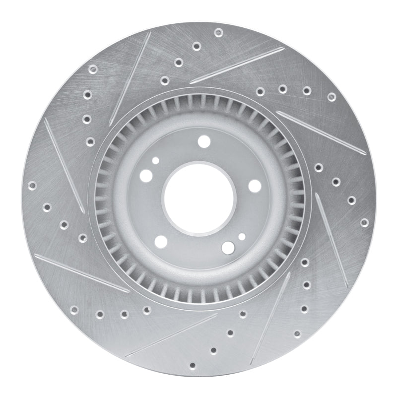 R1 20-25 Hyundai Palisade Front Right Drilled & Slotted Silver Brake Rotor-Brake Rotors - Slot & Drilled-Grocery Getter Performance