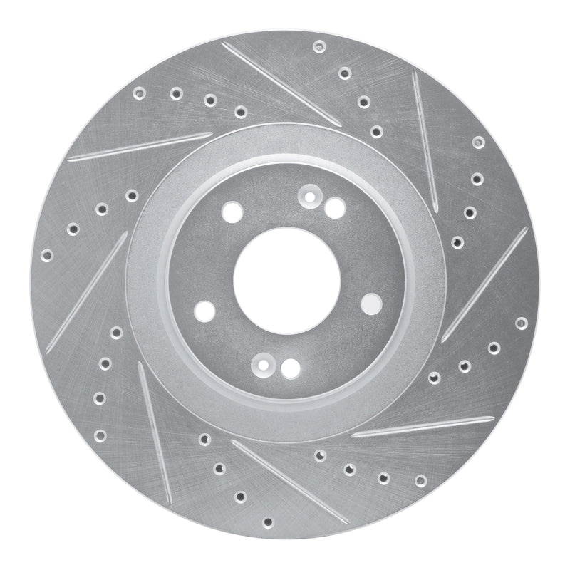 R1 20-25 Hyundai Palisade Front Right Drilled & Slotted Silver Brake Rotor-Brake Rotors - Slot & Drilled-Grocery Getter Performance