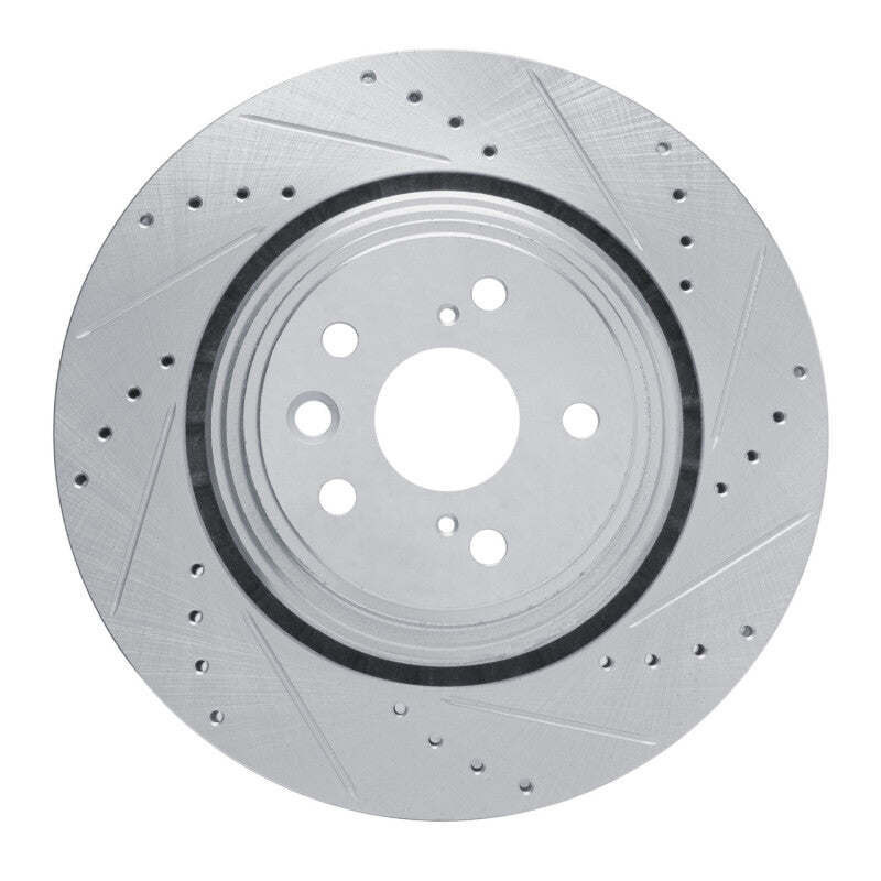R1 20-25 Lexus RX350 Front Right Drilled & Slotted Silver Brake Rotor-Brake Rotors - Slot & Drilled-Grocery Getter Performance