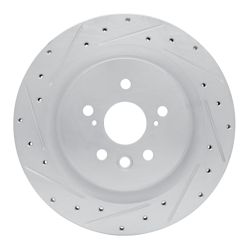 R1 20-25 Lexus RX350 Rear Left Drilled & Slotted Silver Brake Rotor-Brake Rotors - Slot & Drilled-Grocery Getter Performance
