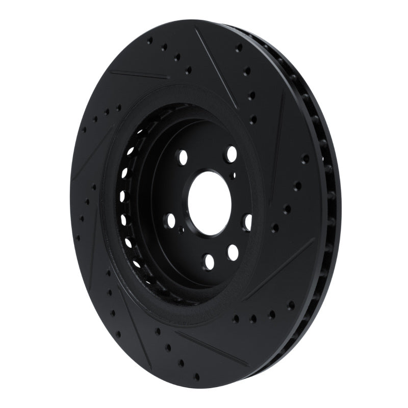 R1 20-25 Lexus RX350h Front Left Drilled & Slotted Black Brake Rotor-Brake Rotors - Slot & Drilled-Grocery Getter Performance