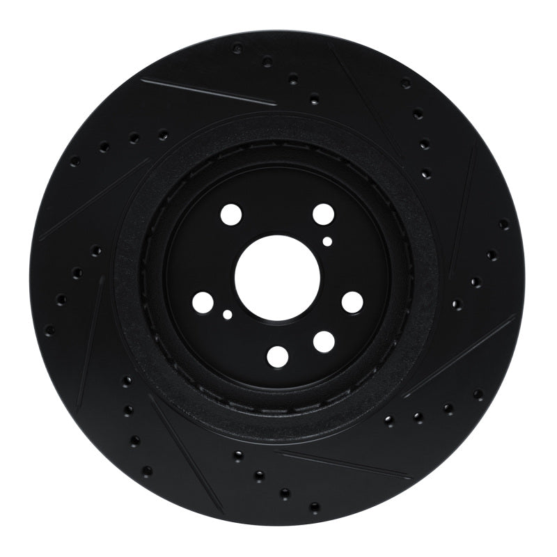 R1 20-25 Lexus RX350h Front Left Drilled & Slotted Black Brake Rotor-Brake Rotors - Slot & Drilled-Grocery Getter Performance