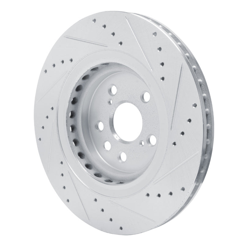 R1 20-25 Lexus RX350h Front Left Drilled & Slotted Silver Brake Rotor-Brake Rotors - Slot & Drilled-Grocery Getter Performance