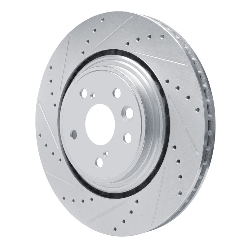 R1 20-25 Lexus RX350h Front Left Drilled & Slotted Silver Brake Rotor-Brake Rotors - Slot & Drilled-Grocery Getter Performance