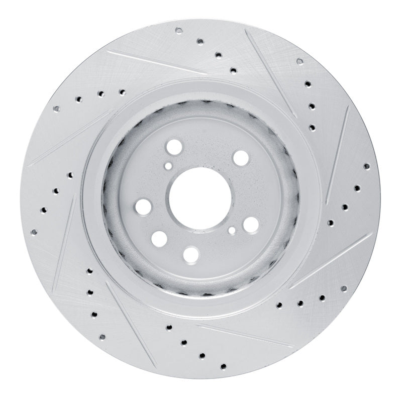 R1 20-25 Lexus RX350h Front Left Drilled & Slotted Silver Brake Rotor-Brake Rotors - Slot & Drilled-Grocery Getter Performance