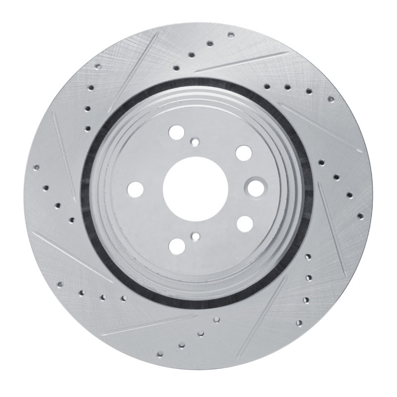 R1 20-25 Lexus RX350h Front Left Drilled & Slotted Silver Brake Rotor-Brake Rotors - Slot & Drilled-Grocery Getter Performance
