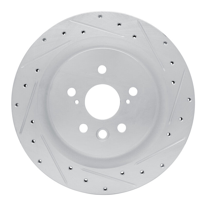 R1 20-25 Lexus RX500h Rear Right Drilled & Slotted Silver Brake Rotor-Brake Rotors - Slot & Drilled-Grocery Getter Performance