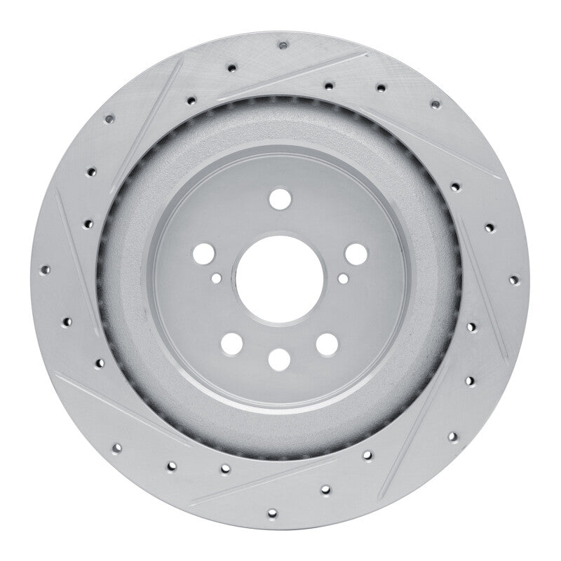 R1 20-25 Lexus RX500h Rear Right Drilled & Slotted Silver Brake Rotor-Brake Rotors - Slot & Drilled-Grocery Getter Performance