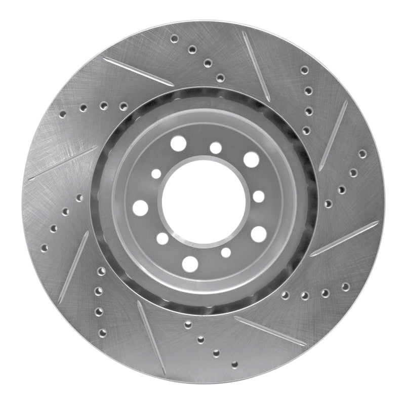 R1 2001-2006 BMW M3 Right Front Drilled & Slotted Silver Brake Rotor-Brake Rotors - Slot & Drilled-Grocery Getter Performance