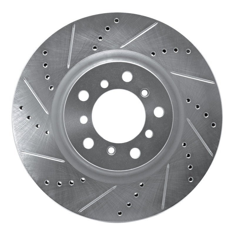 R1 2001-2006 BMW M3 Right Front Drilled & Slotted Silver Brake Rotor-Brake Rotors - Slot & Drilled-Grocery Getter Performance