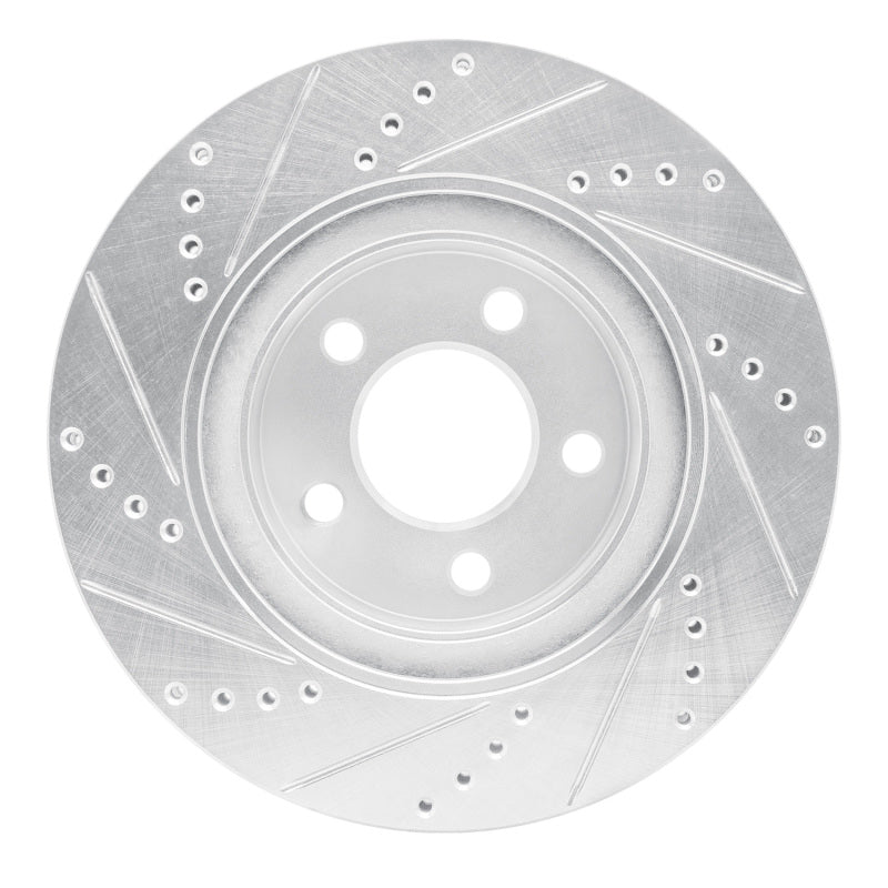 R1 2001-2011 Ford Explorer Sport Front Right Drilled & Slotted Silver Brake Rotor-Brake Rotors - Slot & Drilled-Grocery Getter Performance