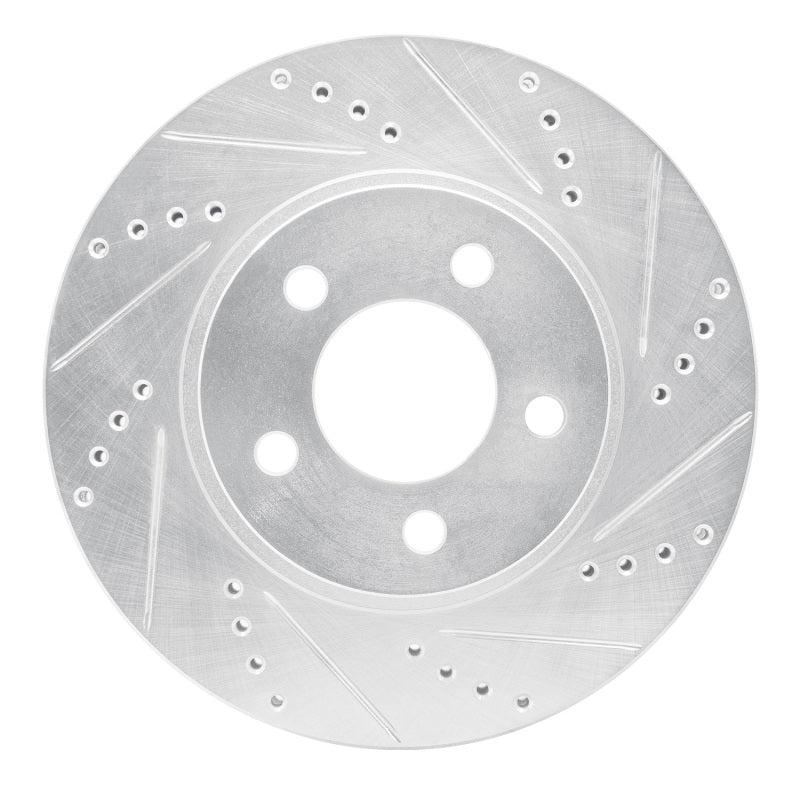 R1 2001-2011 Ford Explorer Sport Front Right Drilled & Slotted Silver Brake Rotor-Brake Rotors - Slot & Drilled-Grocery Getter Performance