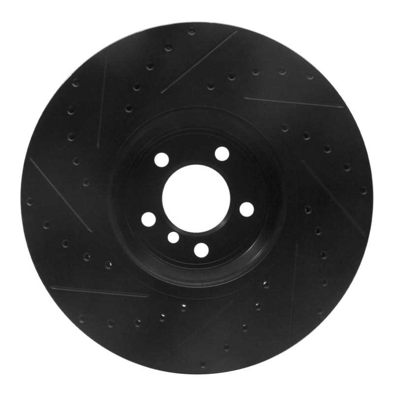 R1 2007-2008 BMW ALPINA B7 Front Right Drilled & Slotted Black Brake Rotor-Brake Rotors - Slot & Drilled-Grocery Getter Performance