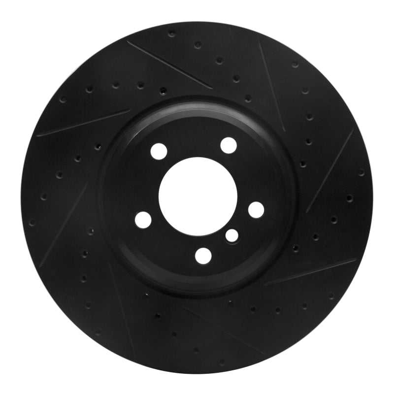 R1 2007-2008 BMW ALPINA B7 Front Right Drilled & Slotted Black Brake Rotor-Brake Rotors - Slot & Drilled-Grocery Getter Performance