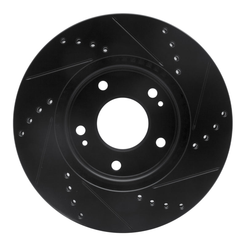 R1 2011-2025 Hyundai Elantra Coupe Front Left Drilled & Slotted Black Brake Rotor-Brake Rotors - Slot & Drilled-Grocery Getter Performance