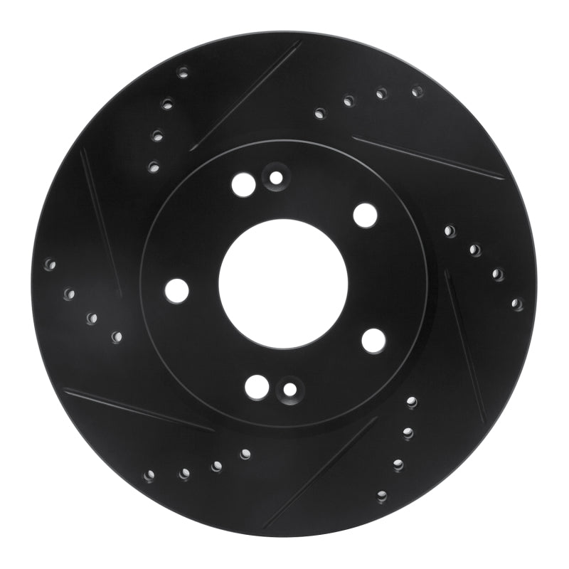 R1 2011-2025 Hyundai Elantra Coupe Front Left Drilled & Slotted Black Brake Rotor-Brake Rotors - Slot & Drilled-Grocery Getter Performance