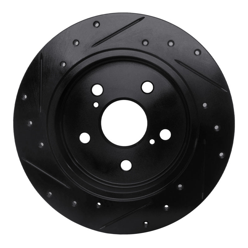 R1 2015-2025 Lexus ES250 Rear Right Drilled & Slotted Black Brake Rotor-Brake Rotors - Slot & Drilled-Grocery Getter Performance