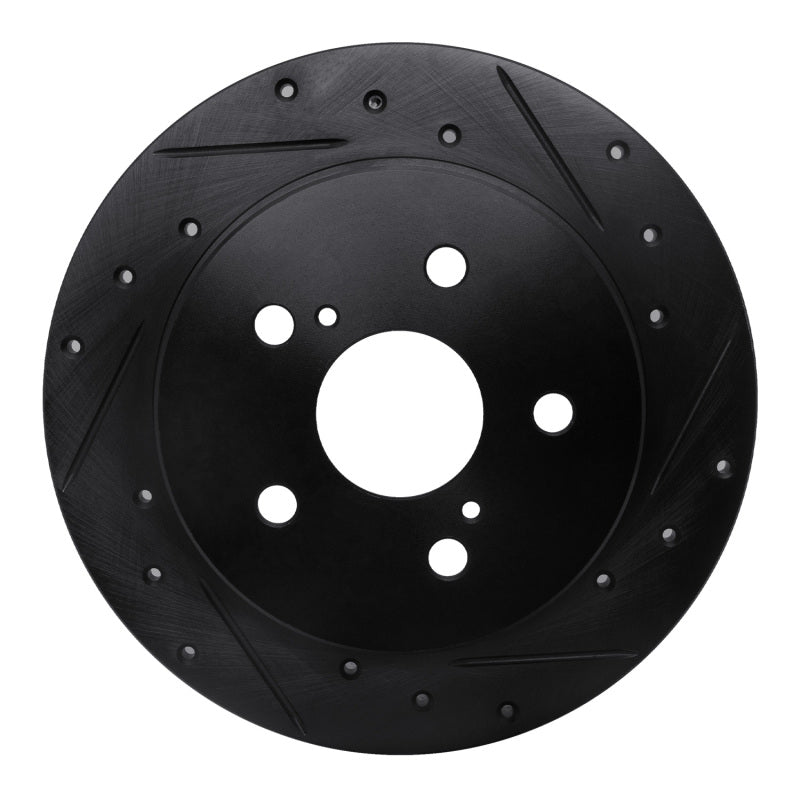 R1 2015-2025 Lexus ES250 Rear Right Drilled & Slotted Black Brake Rotor-Brake Rotors - Slot & Drilled-Grocery Getter Performance