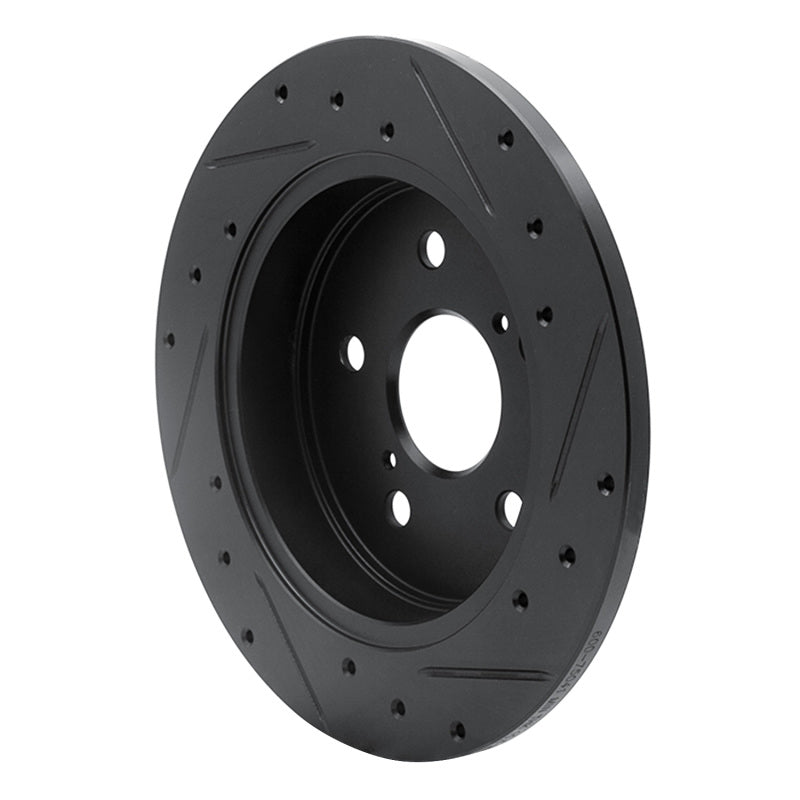R1 2015-2025 Lexus NX200T Rear Left Drilled & Slotted Black Brake Rotor-Brake Rotors - Slot & Drilled-Grocery Getter Performance