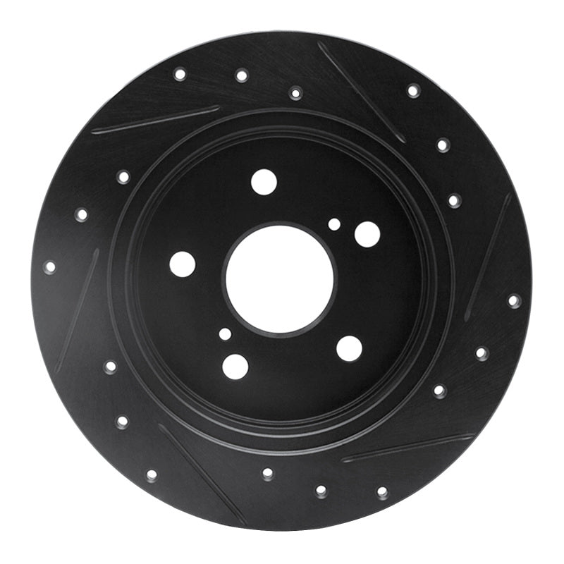 R1 2015-2025 Lexus NX200T Rear Left Drilled & Slotted Black Brake Rotor-Brake Rotors - Slot & Drilled-Grocery Getter Performance
