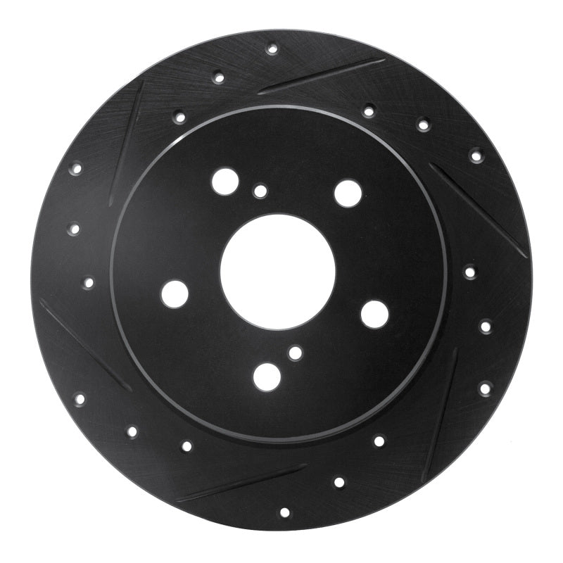 R1 2015-2025 Lexus NX200T Rear Left Drilled & Slotted Black Brake Rotor-Brake Rotors - Slot & Drilled-Grocery Getter Performance