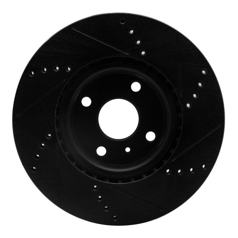 R1 2016-2025 Fiat 124 Spider Front Left Drilled & Slotted Black Brake Rotor-Brake Rotors - Slot & Drilled-Grocery Getter Performance