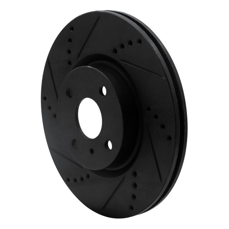 R1 2016-2025 Fiat 124 Spider Front Left Drilled & Slotted Black Brake Rotor-Brake Rotors - Slot & Drilled-Grocery Getter Performance