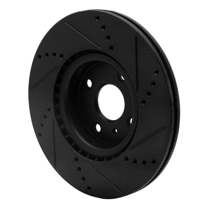 R1 2016-2025 Fiat 124 Spider Front Left Drilled & Slotted Black Brake Rotor-Brake Rotors - Slot & Drilled-Grocery Getter Performance