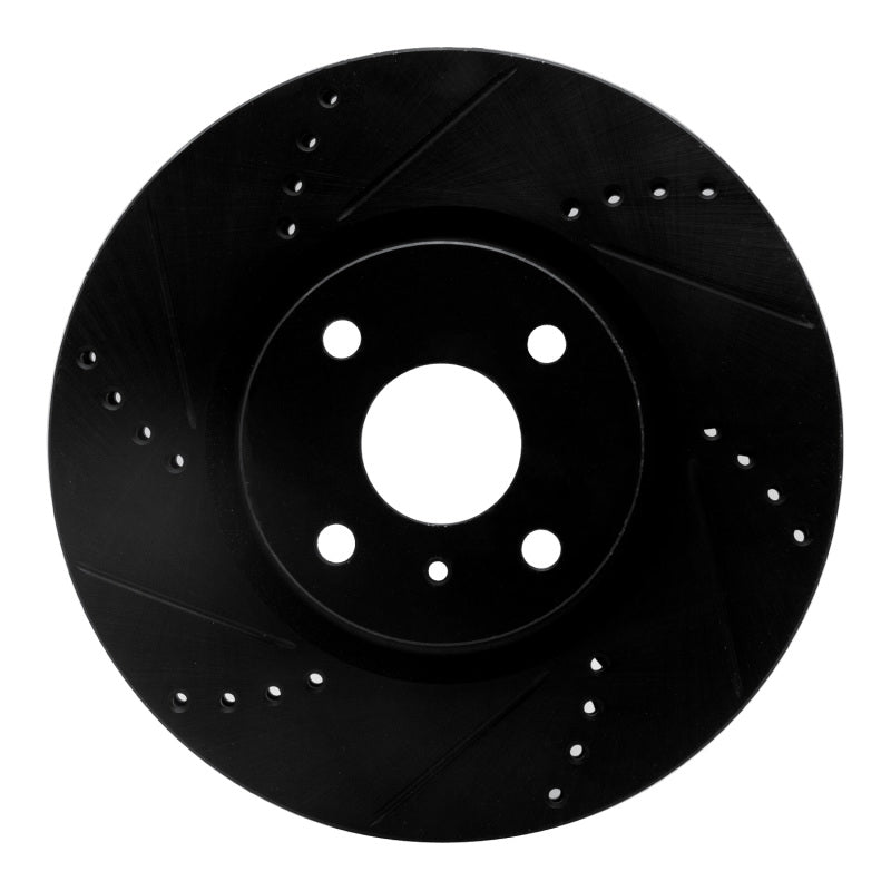 R1 2016-2025 Fiat 124 Spider Front Left Drilled & Slotted Black Brake Rotor-Brake Rotors - Slot & Drilled-Grocery Getter Performance