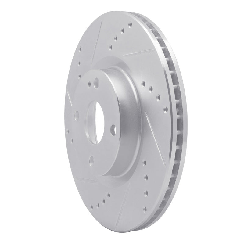 R1 2016-2025 Fiat 124 Spider Front Left Drilled & Slotted Silver Brake Rotor-Brake Rotors - Slot & Drilled-Grocery Getter Performance
