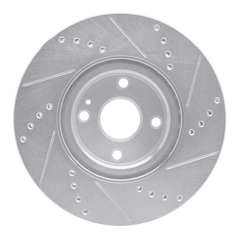 R1 2016-2025 Fiat 124 Spider Front Left Drilled & Slotted Silver Brake Rotor-Brake Rotors - Slot & Drilled-Grocery Getter Performance