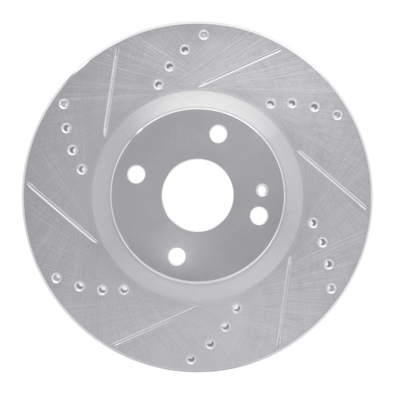 R1 2016-2025 Fiat 124 Spider Front Left Drilled & Slotted Silver Brake Rotor-Brake Rotors - Slot & Drilled-Grocery Getter Performance