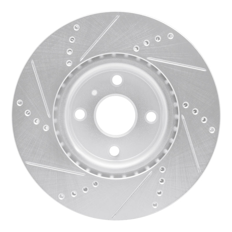R1 2016-2025 Fiat 124 Spider Front Right Drilled & Slotted Silver Brake Rotor-Brake Rotors - Slot & Drilled-Grocery Getter Performance