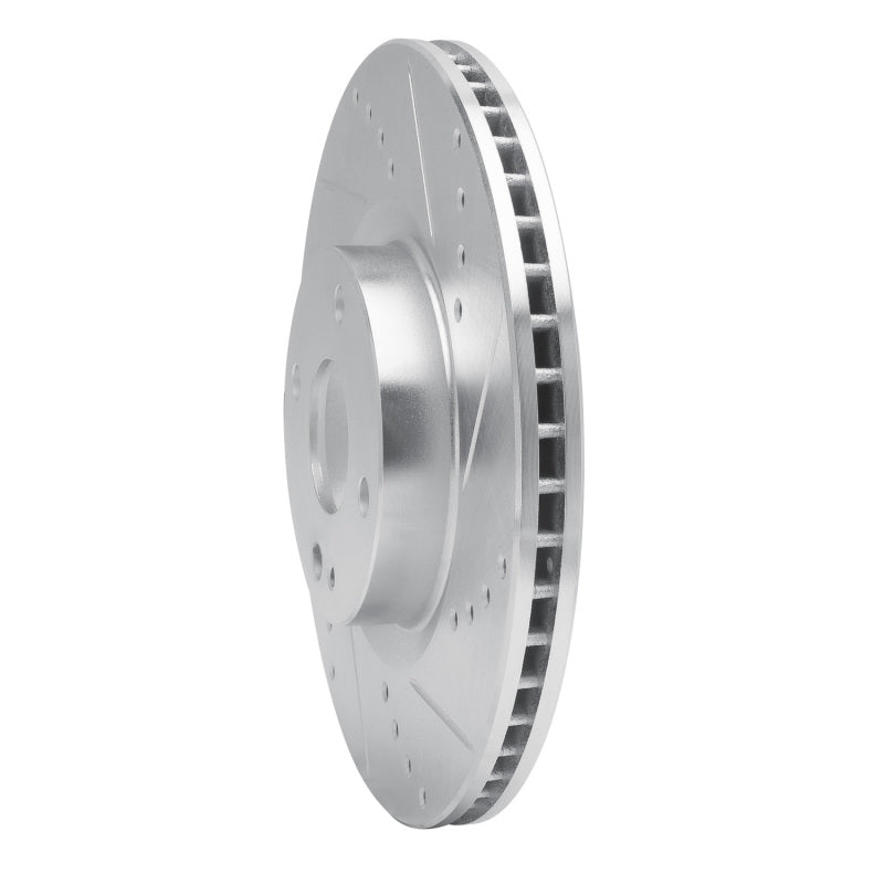 R1 2016-2025 Fiat 124 Spider Front Right Drilled & Slotted Silver Brake Rotor-Brake Rotors - Slot & Drilled-Grocery Getter Performance