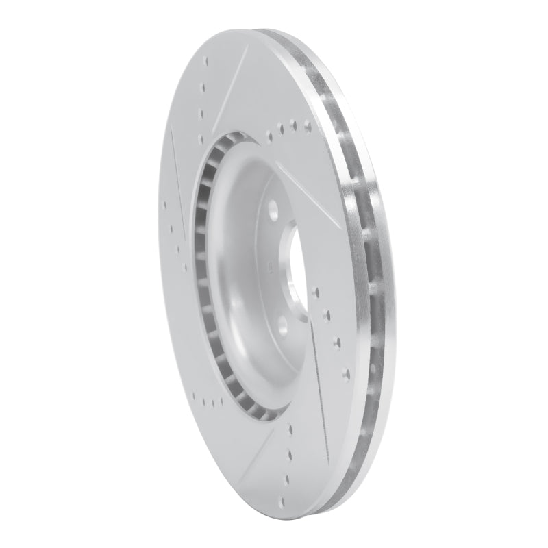 R1 2016-2025 Fiat 124 Spider Front Right Drilled & Slotted Silver Brake Rotor-Brake Rotors - Slot & Drilled-Grocery Getter Performance