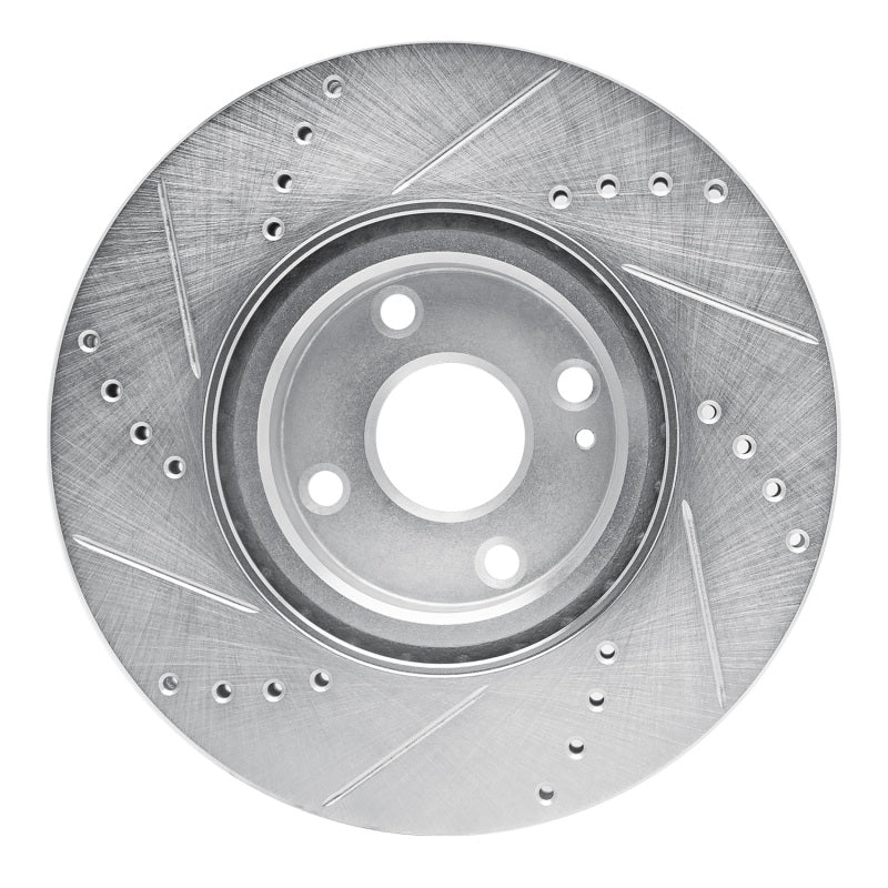 R1 2016-2025 Fiat 124 Spider Front Right Drilled & Slotted Silver Brake Rotor-Brake Rotors - Slot & Drilled-Grocery Getter Performance