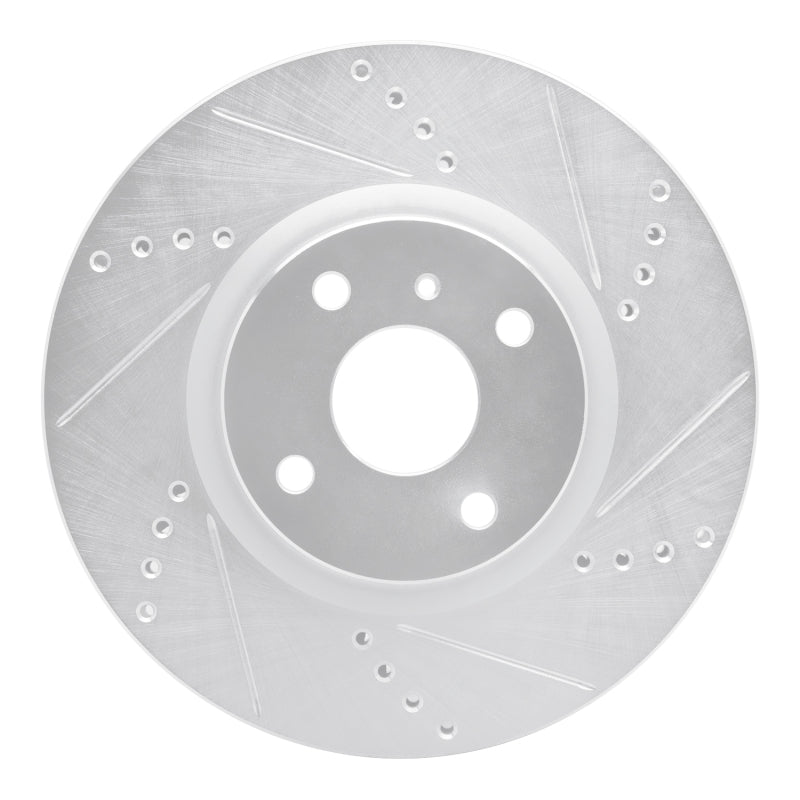 R1 2016-2025 Fiat 124 Spider Front Right Drilled & Slotted Silver Brake Rotor-Brake Rotors - Slot & Drilled-Grocery Getter Performance