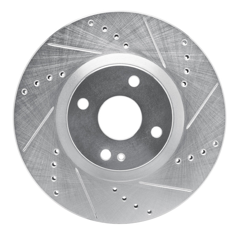 R1 2016-2025 Fiat 124 Spider Front Right Drilled & Slotted Silver Brake Rotor-Brake Rotors - Slot & Drilled-Grocery Getter Performance