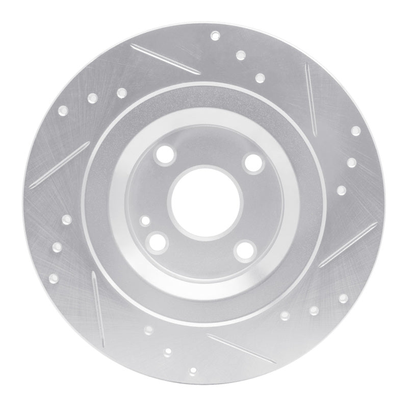 R1 2016-2025 Fiat 124 Spider Rear Left Drilled & Slotted Silver Brake Rotor-Brake Rotors - Slot & Drilled-Grocery Getter Performance