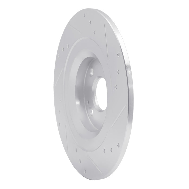 R1 2016-2025 Fiat 124 Spider Rear Left Drilled & Slotted Silver Brake Rotor-Brake Rotors - Slot & Drilled-Grocery Getter Performance