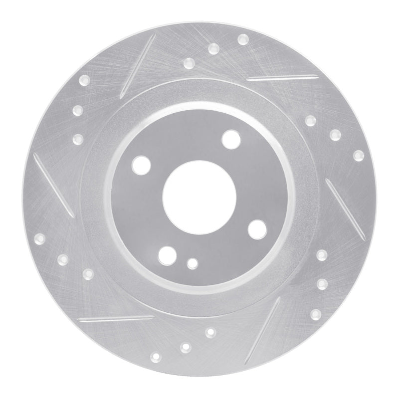 R1 2016-2025 Fiat 124 Spider Rear Left Drilled & Slotted Silver Brake Rotor-Brake Rotors - Slot & Drilled-Grocery Getter Performance